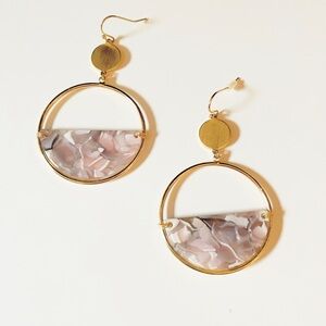 Elegant Gold and Pink Hoop Earrings
